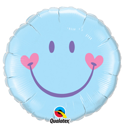 QUALATEX Fóliový BALÓN - Modrý Smile - Smajlík - 45 cm