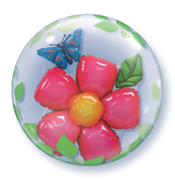 Qualatex Balón Double Bubbles - Kvety v balóne - 60 cm