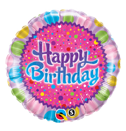 Qualatex Balón - fóliový - Happy Birthday - Narodeniny - 45 cm