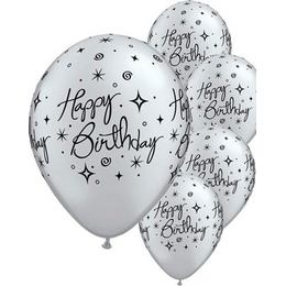 Qualatex balón - Happy Birthday - Narodeniny - 28 cm - 6 ks/bal