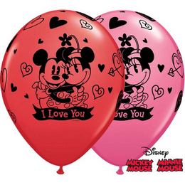 Qualatex - Zaľúbené balóny - Mickey & Minnie I Love You Red & Rose - 25 ks/balenie