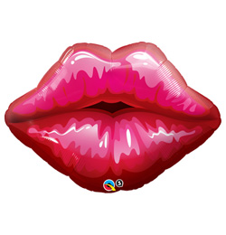 Qualatex Balón - Big Red Kissey Lips - Červené ústa - romantický fóliový balón - 80 cm