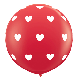 Qualatex - Zaľúbené balóny - 3 FT Big Hearts-A-Round Red - červený balón - 2 ks/balenie - 90 cm