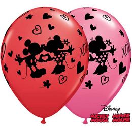 Qualatex - Zaľúbené balóny - Mickey & Minnie I Love You Red & Rose - 25 ks/balenie