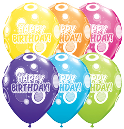 Qualatex balón - Happy Birthday - Narodeniny - 28 cm - 6 ks/bal