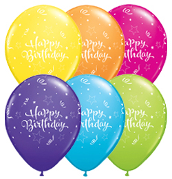 Qualatex balón - Happy Birthday - Narodeniny - 28 cm - 6 ks/bal