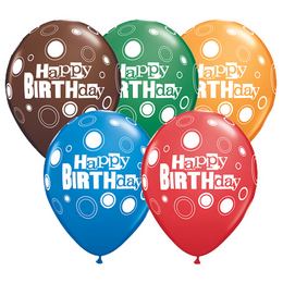 Qualatex balón - Happy Birthday - Narodeniny - 28 cm - 25 ks/bal