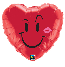 Qualatex Balón - Naughty Smile and A Kiss - Srdce - romantický fóliový balón - 46 cm