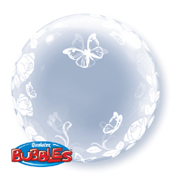 Qualatex Balón Bubbles - Dekoračný balón na plnenie - Motýle - 61 cm