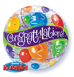 Qualatex Balón Bubbles - Šťastné narodeniny - 56 cm